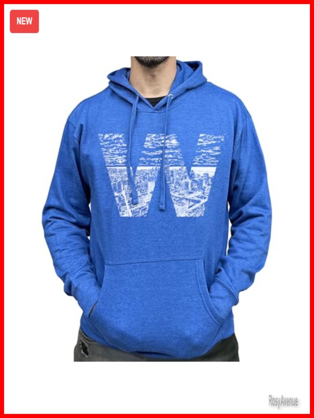 SCOBAR Hand Drawn Chicago Skyline Hoodie Cotton Poly Pullover Women's